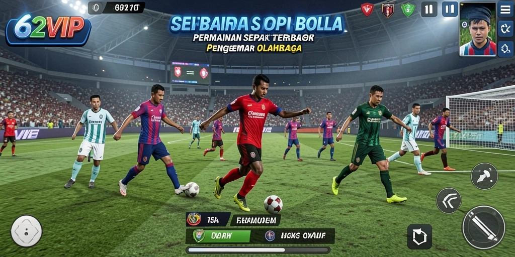Tampilan gameplay menarik dari 62VIP dengan aksi sepak bola yang mendebarkan.