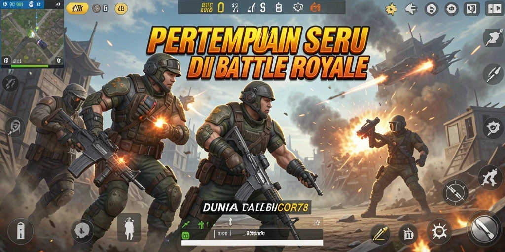 Tangkapan layar utama BIGCOR78 menampilkan aksi seru gameplay Battle Royale.