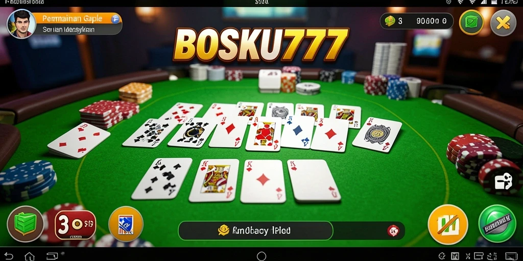 Tampilan gameplay menarik dari BOSKU777 yang menampilkan permainan Gaple.