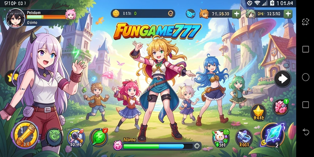 Tampilan menarik dari gameplay FUNGAME777 yang menampilkan karakter anime.