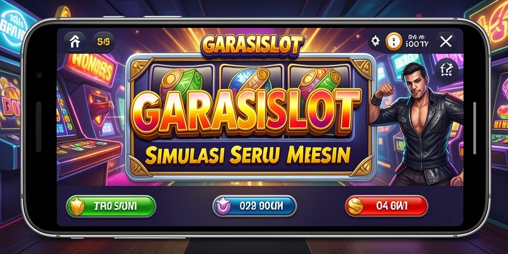 Tampilan gameplay seru dalam GARASISLOT dengan mesin slot berwarna-warni.