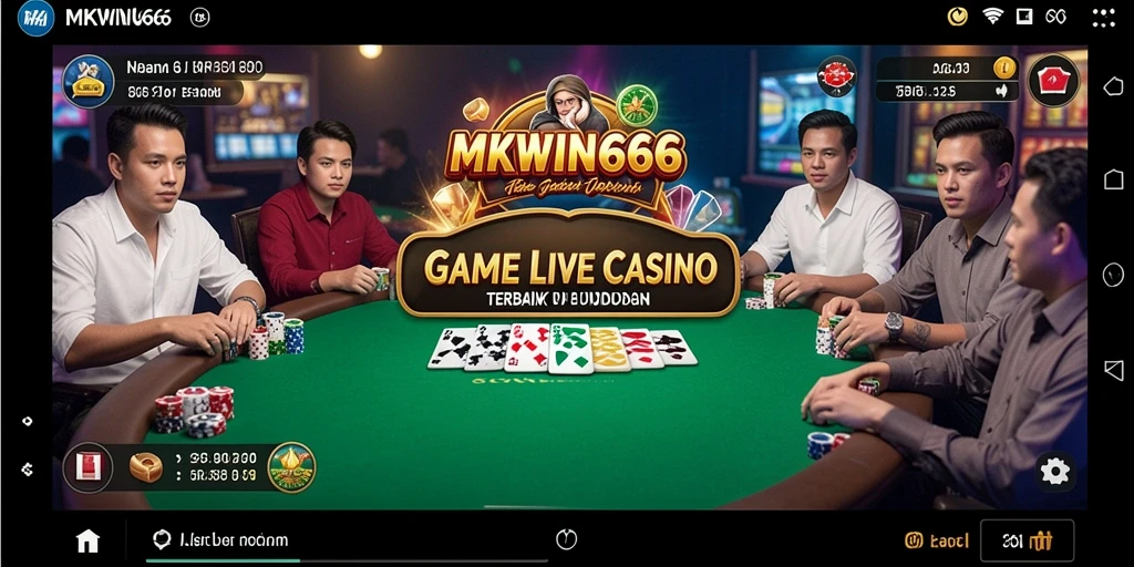 Screenshot gameplay MKWIN666 menampilkan dealer yang ramah dan permainan Live Casino yang seru.