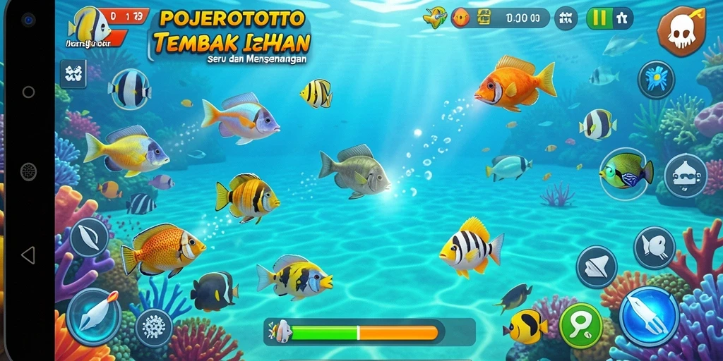 Screenshot menampilkan aksi menembak ikan di POJEROTOTO.