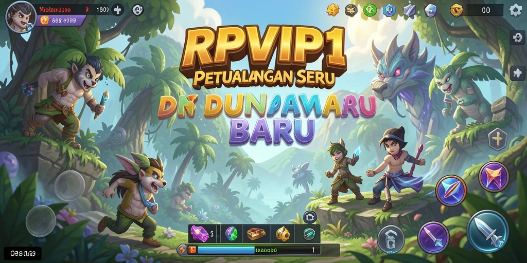 Tangkapan layar RPVIP1 menampilkan aksi seru dalam menjelajahi dunia petualangan.